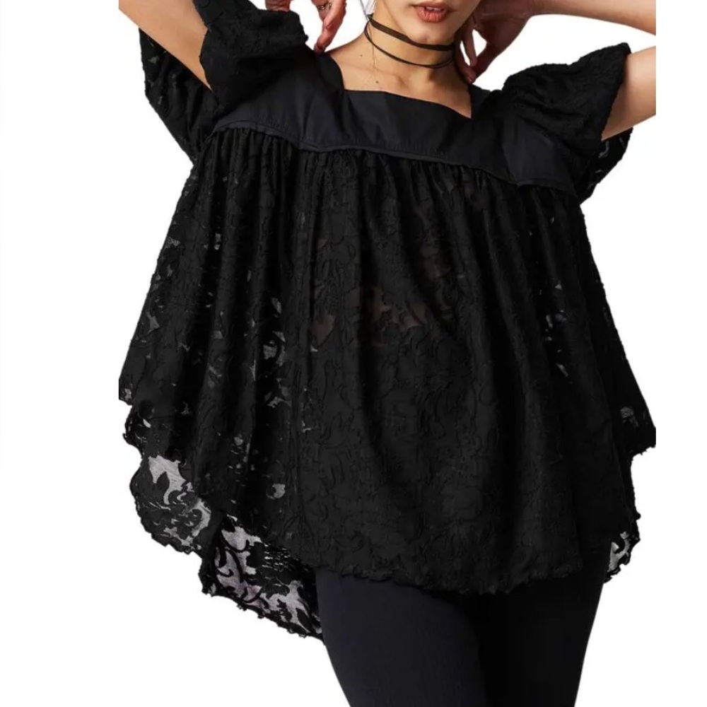 Free People size L black Sunrise to Sunset top BNWT